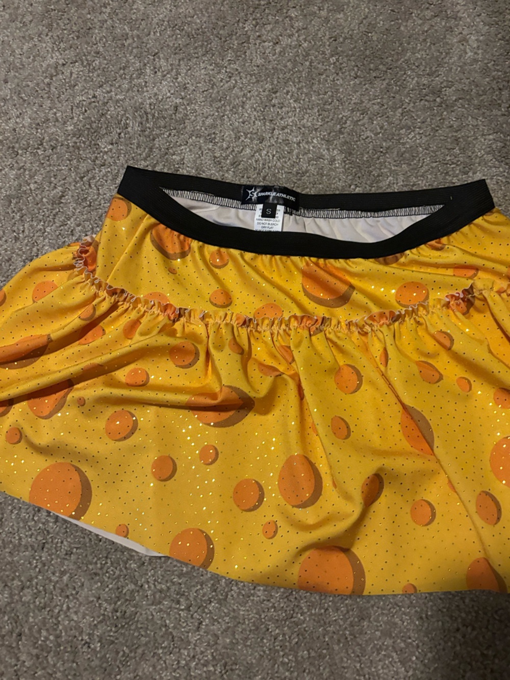Sparkle Athletic- Yellow cheese Polka Dot Elastic Waist Skirt -